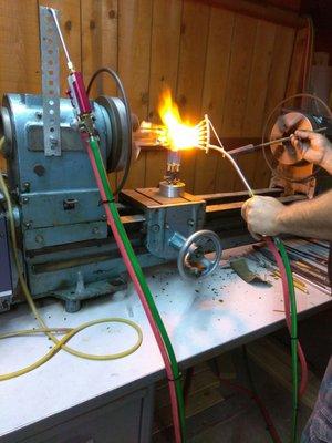 Owner blowing glass. Talk about dedication.