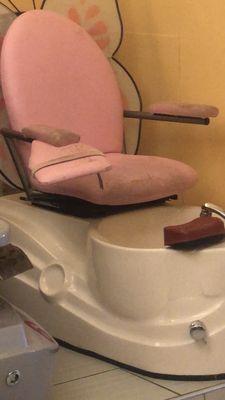 Filthy, dirty pedi chair for children