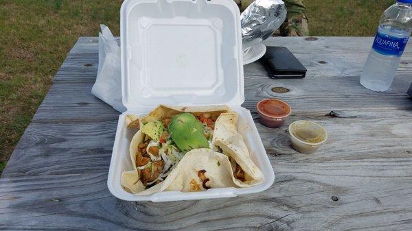 My delicious chicken burrito bowl. It was plenty to eat and fresh ingredients. I love that they added the avocado also.