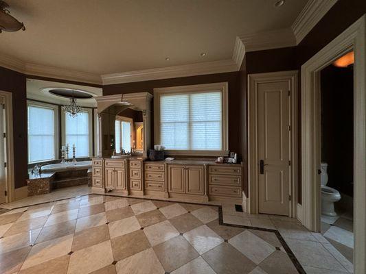 Entrance to the master bath. Has heated floors, separate jacuzzi tub and steam shower.