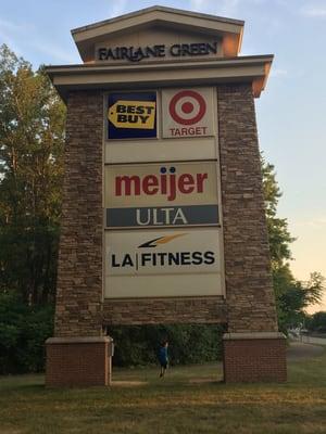 Sign outside Fairlane Green with list of stores. I took this picture myself, I express permission to all who desire to use it.