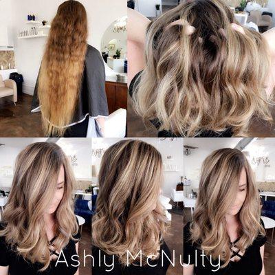 Hair transformation! Balyauge highlights done by Ashly McNulty at Sugar Junkie Beauty Lounge