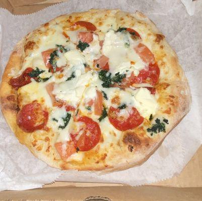 White Pizza (add spinach and pepperoni) - very yummy!