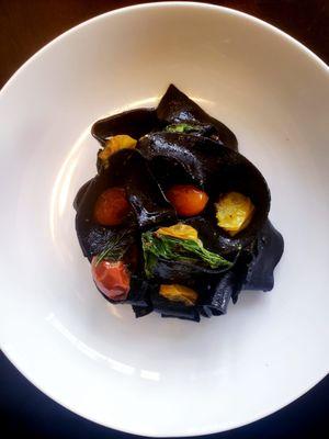 Homemade black pasta