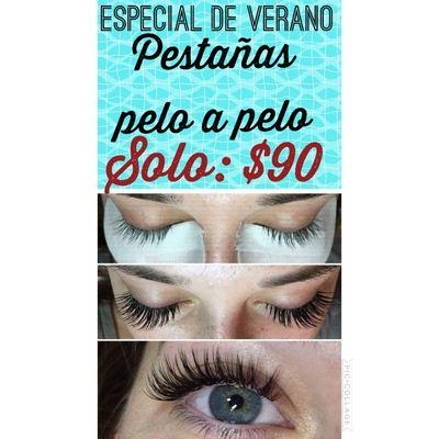 Especial.
Pestañas pelo a pelo $90