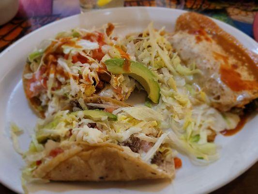 Combo meal - toastada, enchilada, taco