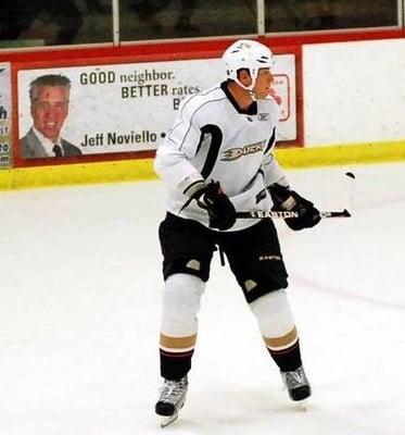 Jeff's running Dasher board add at the Anaheim Ducks Training Facility