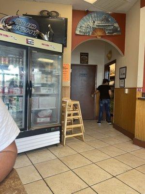 Inside cafe / beverage fridge