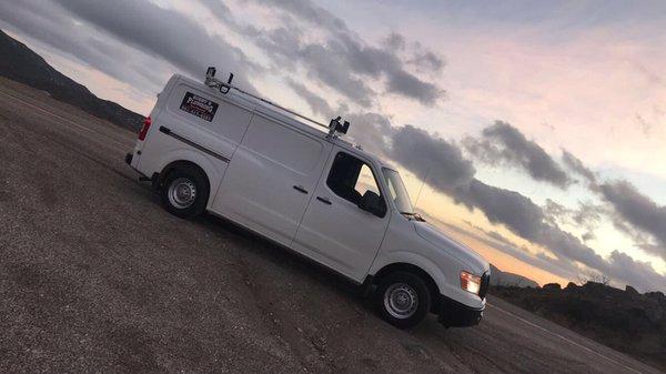 Service van after one of are calls with awesome sunset