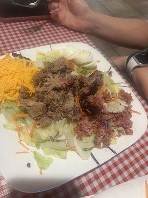 Cobb Salad with pulled pork.