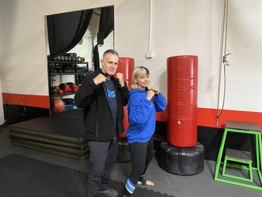 Erik & Erika teach KickBoxFit - our signature 60 minute kickboxing class on Saturdays & Sundays