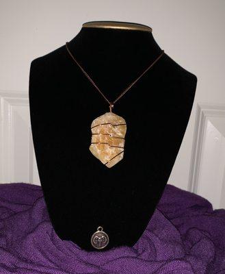 Refreshing Yellow Calcite Wrapped Copper Necklace