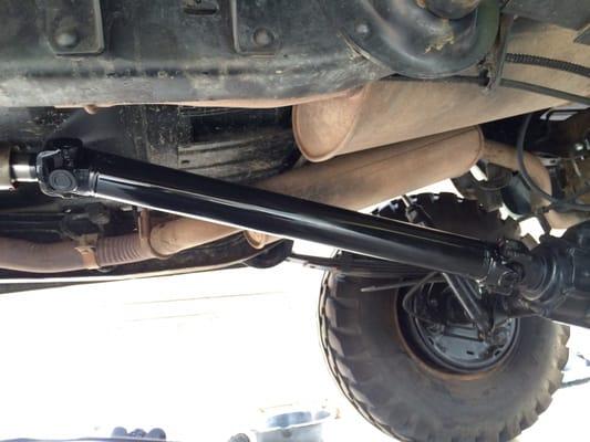 Custom driveshaft on a lifted CUCV