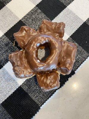 This is a perfect chocolate old fashioned donut!