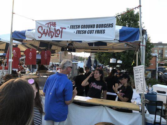 Sandlot foodstand, July 2018.  Cheeseburger price increase of $0.63 noted from 2017.