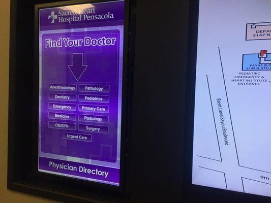 Touchscreen maps and physician finder