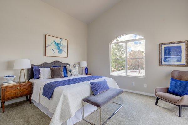 Vaulted Ceilings with Natural Light in Master Bedroom