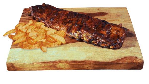 Delicious ribs and potato wedges!