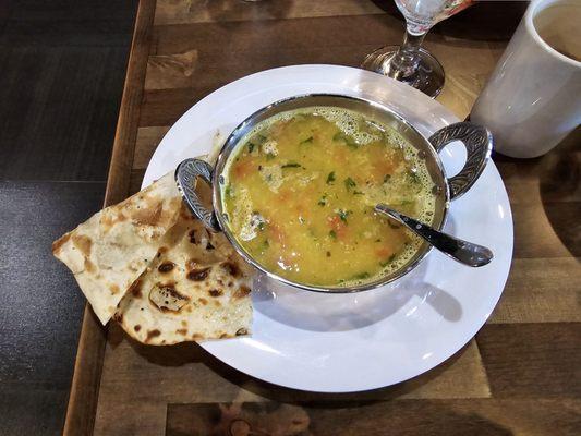 Daal Soup with Garlic Naan & Chai