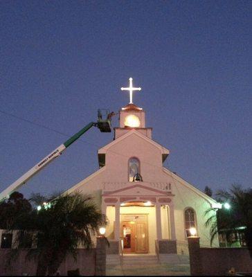 Steeple replacement 1st Samoan Church San Diego.