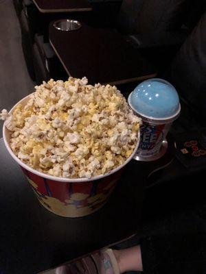 Regular popcorn and regular Icee