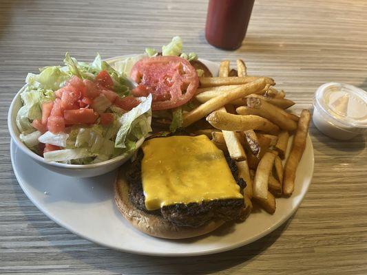 Cheeseburger, FF, Salad