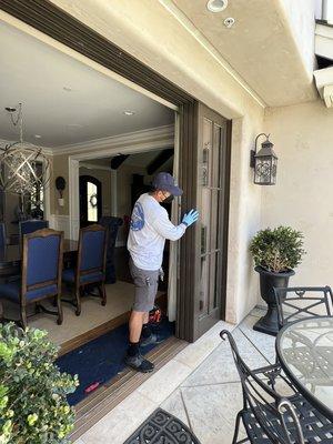 Working on a multi slide patio door in Willow Glen.