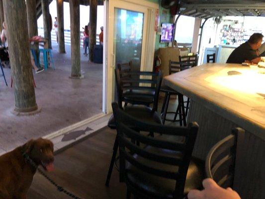 Downstairs bar looking out at the pier.