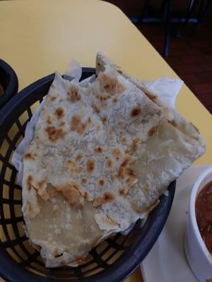 Homemade flour tortilla.. they didn't use baking soda.. see all that lard that didn't cook...