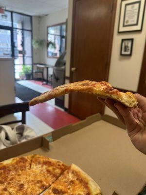 Side view of Cheese Pizza Slice