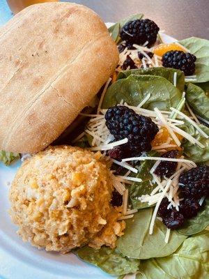 Spinach salad, and jalapeño corn casserole