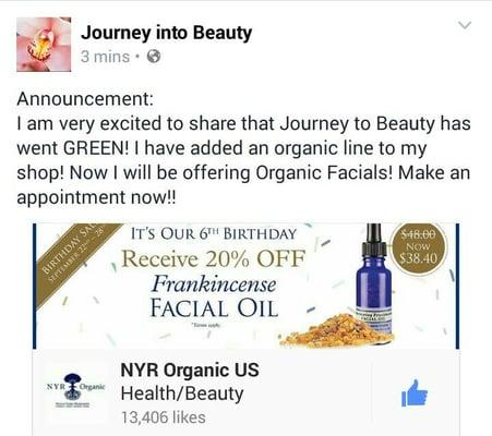 Journey into Beauty has gone green!