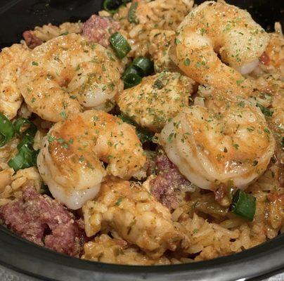 Spicy Chicken Sausage and Shrimp Jambalaya