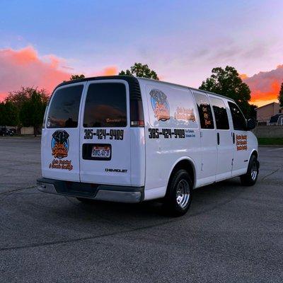 professional service van for Black Diamond Auto Detailing at sunset