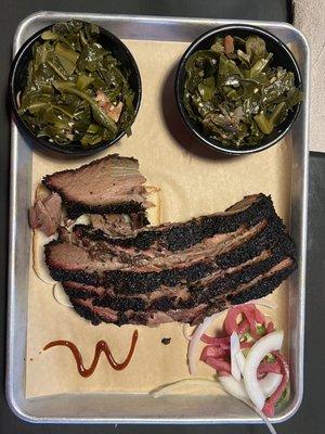 1lb brisket, 2 sides of collard greens= delicious!