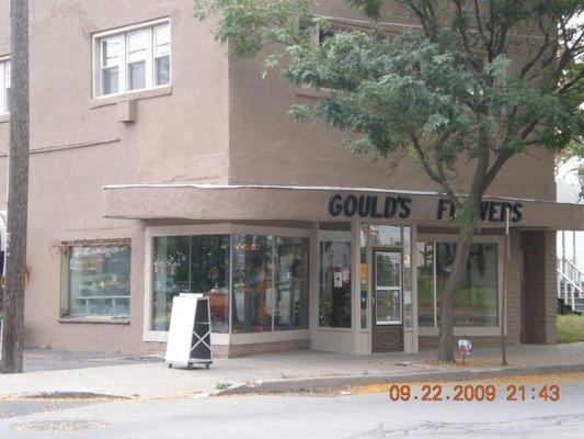 Our shop, on the corner of South and Locust Streets