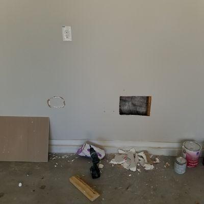 Drywall repair before and after