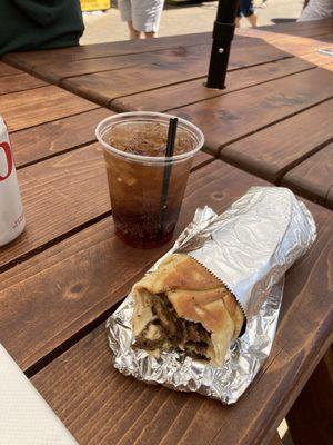 Shawarma beef sandwich with rum&coke courtesy of Fracture