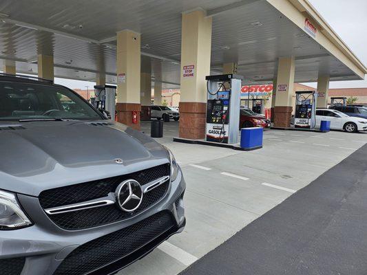 No waiting with the remodeled station with added gas pumps.