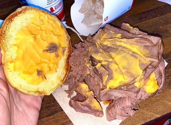 The Beef & Cheddar Sandwich; (Half-Pound).