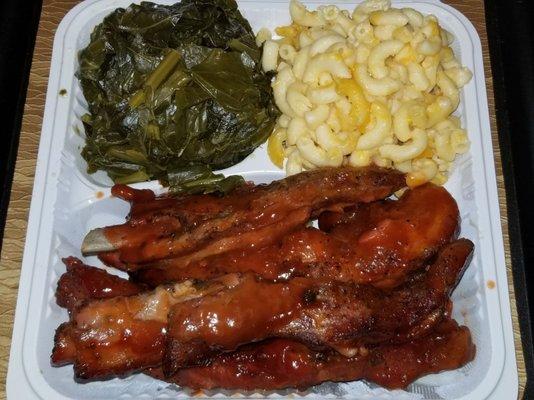 Ribs, Mac & Cheese, & Collard Greens