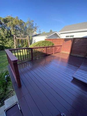 railing repaired stained and deck painted