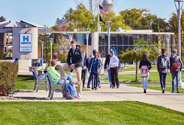 Hawkeye's campus courtyard