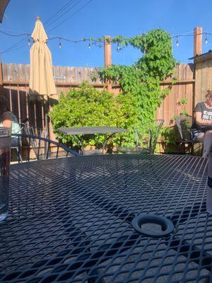 Patio is nice and partly in the sun and partly out.