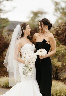 Bride and bridesmaid hair