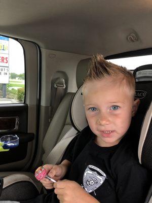 My 4 year olds fresh haircut.