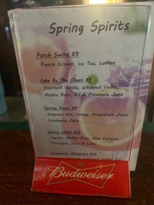 Drink menu