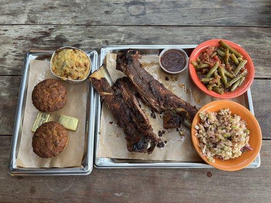 Beef Rib platter and Blackdog Cornbread