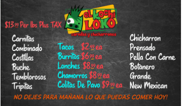 El Kochi Loko Menu