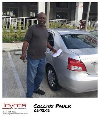 Collins Paulk and his 2012 Toyota Yaris! Thank you for choosing Toyota of North Miami!